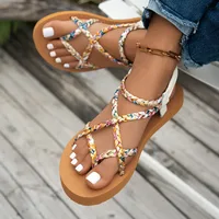 Sandales de plage légères et tendance pour femmes, grande taille, nouvelle collection été, bout rond, confortables, style décontracté, sandales à bouche de poisson 1