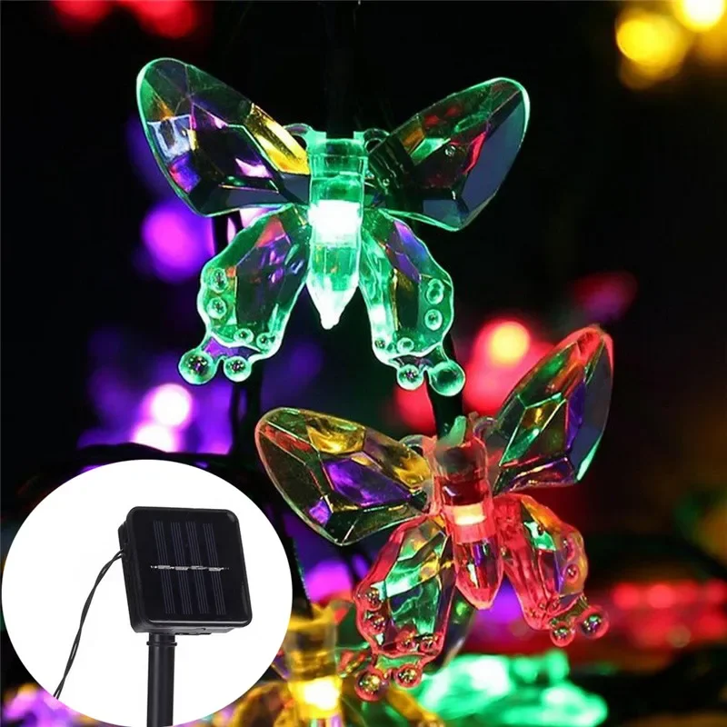 12M Solar Powered Butterfly Fairy String Lights 50/30 Led Impermeabile Christmas Outdoor Garden Holiday Decoration Lights