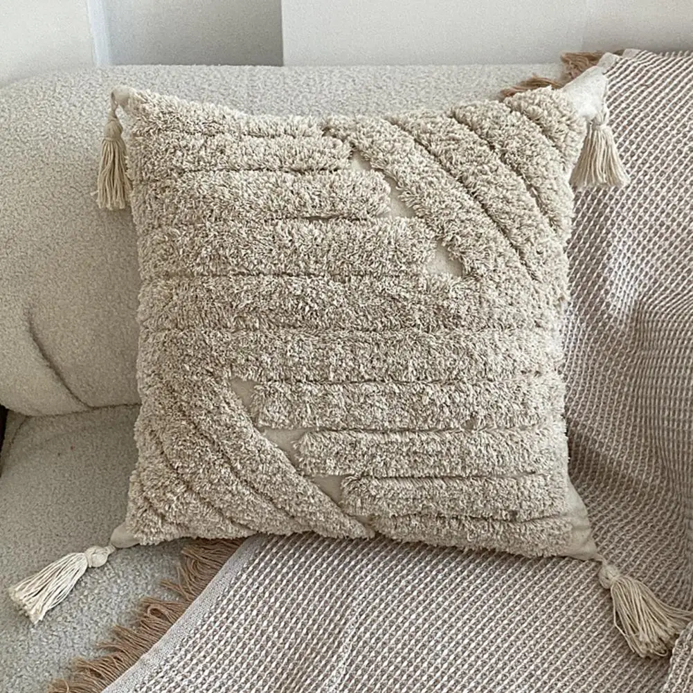 

Embroidered Pillowcase Bohemian Ethnic Tassel Design Stylish Pillowcase for Sofa Bedside Office Thickened Embroidered Cushion
