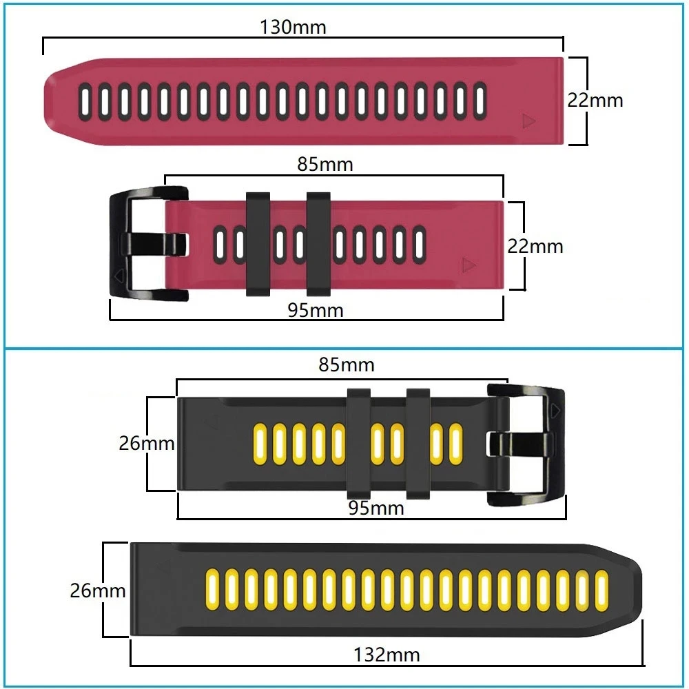 26 22MM Ǹ Ʈ ġ  Ʈ, Garmin Fenix 7X 7 6X 6 Pro 5 5X Easyfit ո  Smartwatch Bracelet Watchband Belt