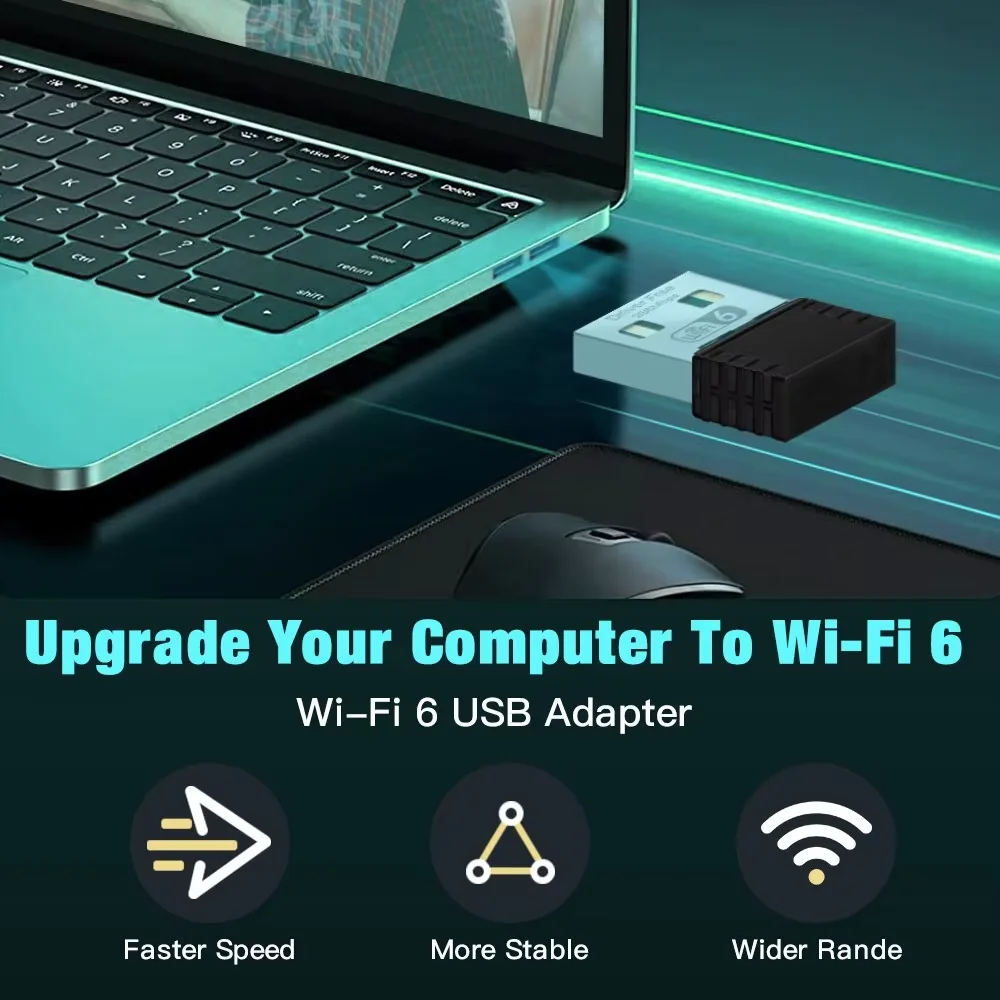 AX286 WIFI 6 어댑터 네트워크 카드 미니 USB 동글 2.4GHz 802.11AX 신호 수신 PC 노트북 Windows 10/11