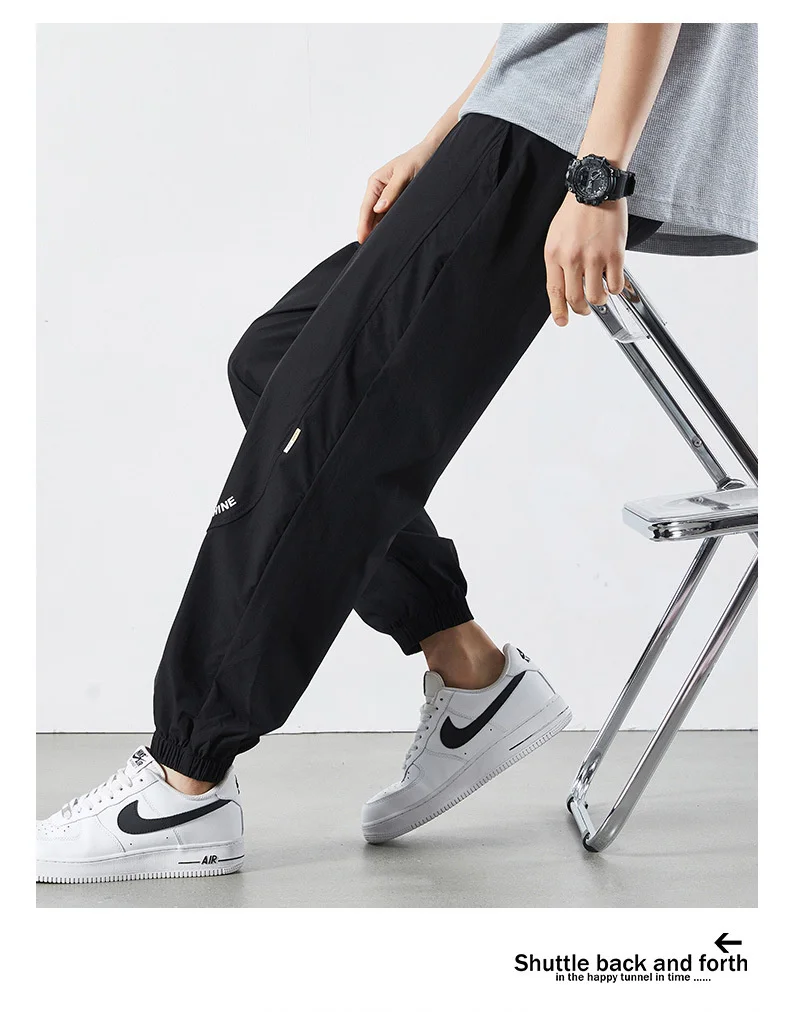 Description Picture 4 of itemNew Summer Men's Leggings Pants Streetwear Thin Ice Silk Male Casual Sports Cropped Pants Sold Color Jogging Capris Trousers