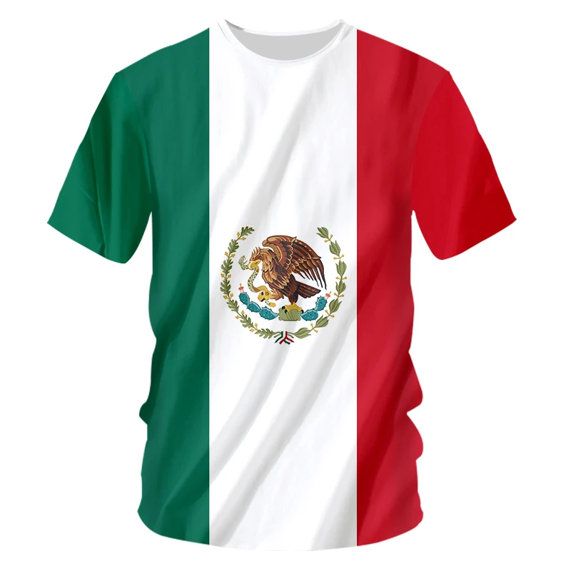 Camisetas de de gran tamaño para hombres, ropa suelta, Vintage, Bandera de México, manga corta, Camiseta con águila india, Verano| | - AliExpress