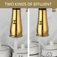 Kemaidi ก๊อกน้ำอ่างล้างจานแบบสปริงสีทอง, ก๊อกน้ำร้อน & เย็นผสมเครนพร้อมหัวก๊อกคู่ติดตั้งบนดาดฟ้าก๊อกน้ำร้อนเย็น 2