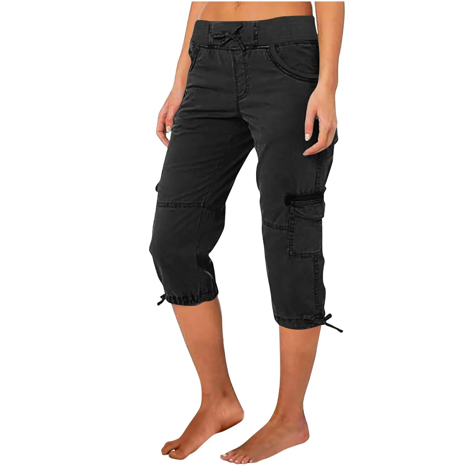 

Women's Cargo Capris Relaxed Fit Low Waist Cargo Pant Summer Casual Lightweight Trousers Pockets pantalon femme 롱 치마바지