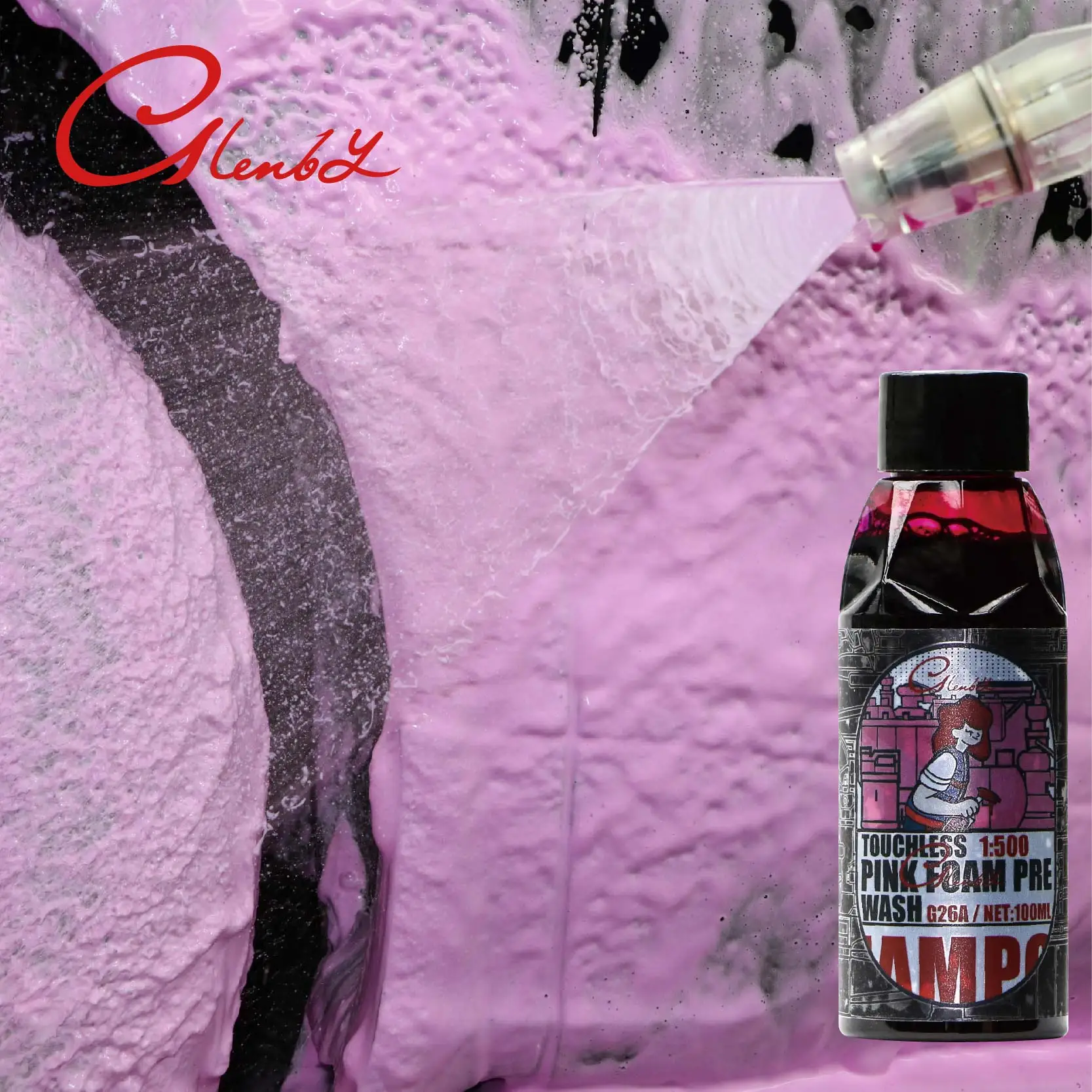 Pink pre-lotion surface cleaning foam car wash soap, removing sediment, suitable for cars, trucks, motorcycles, RVs, etc. 6