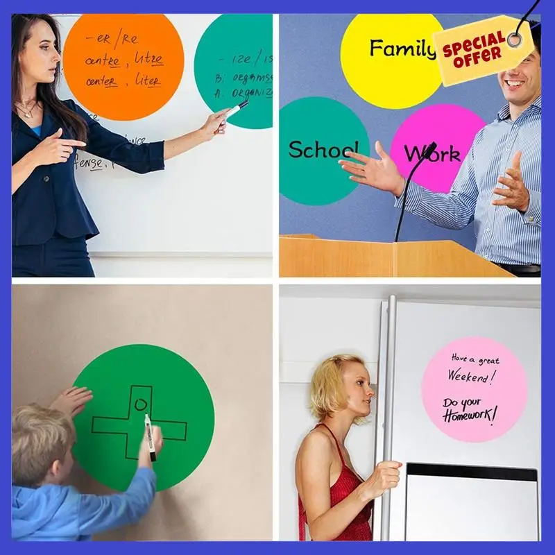 12Pcs Dry Erase Circles Removable Vinyl Dot Stickers For School Classroom Table & Desk 11.8Inch-A01P