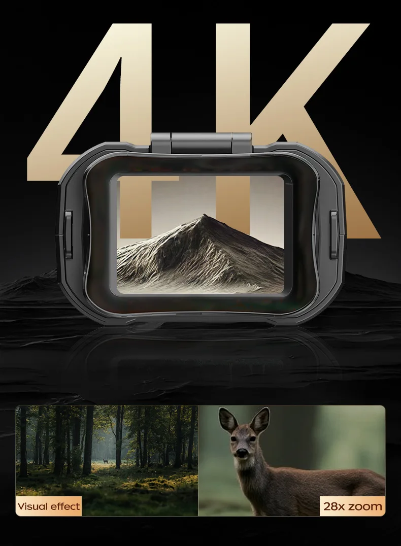 64MP Binoculars Night Vision Wi-Fi Transfer 28X Digital Zoom 4K Infrared Vision