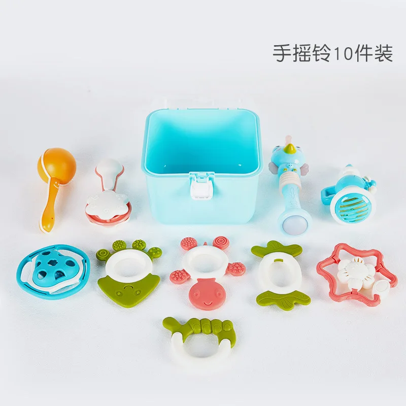 10Pcs Baby Toys 12 Months Newborn Soft Bell Teethers Hand Shaking Crib Mobile Ring Educational Toy for Children Set Gifts |
