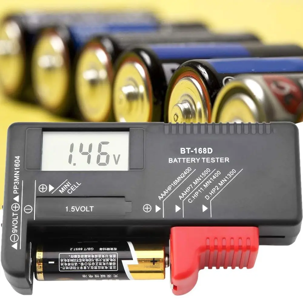 Digital Battery Volt Tester Universal Digital LCD AA/AAA/C/D/9V/1.5V Button Cell Battery Volt Tester BT-168D Electric Test