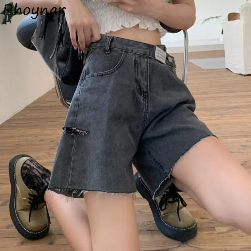

Denim Shorts Women Ripped Vintage Hotsweet Irregular Simple All-match Summer Fashion Ulzzang College Personality S-5XL Casual