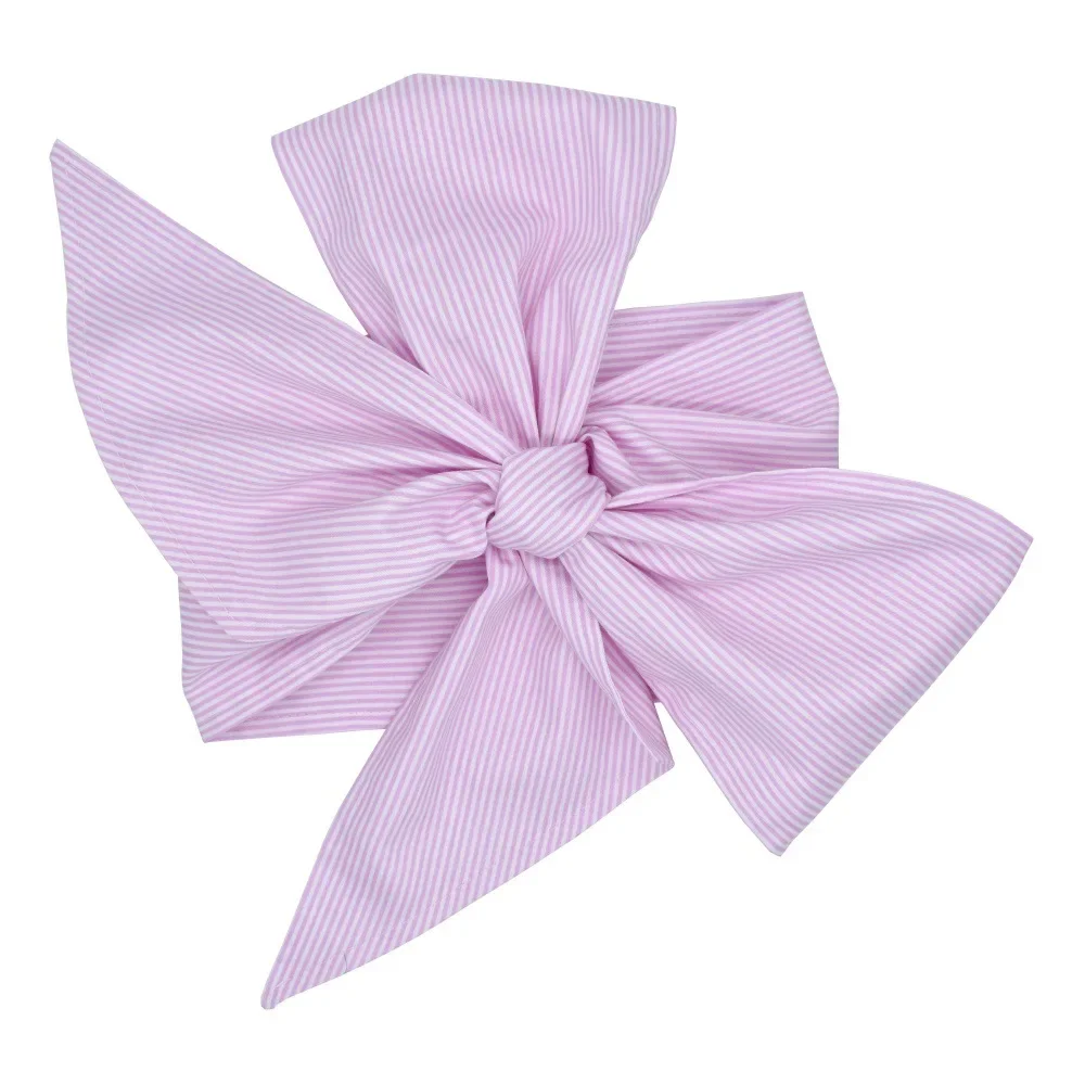 Newborn Swaddling Scarf Bow Decoration with Striped Plaid Adjustable Fixed Blanket Pure Cotton Jewelry Baby Full Moon Gift 3