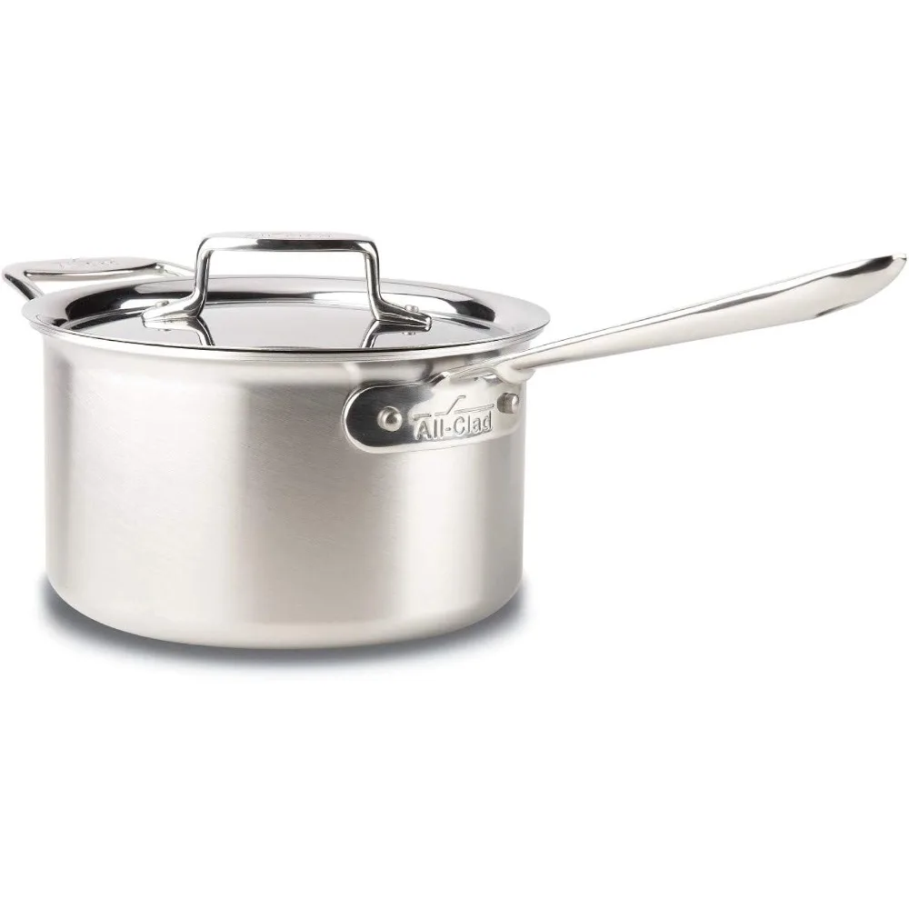 

All-Clad D5 5-Ply Stainless Steel Sauce Pan 4 Quart Induction Oven Broiler Safe 600F Pots and Pans, Cookware Silver