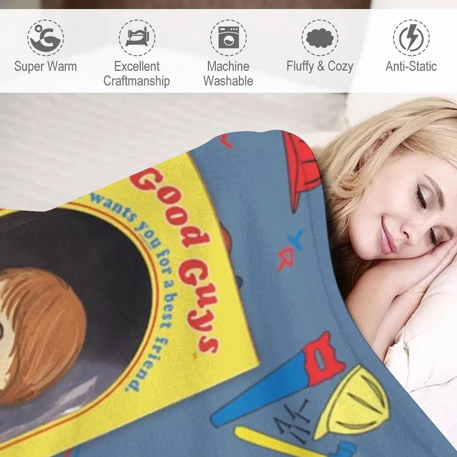 The Good Guys - Childs Play ft. Chucky Throw Blanket Soft Bed Blankets manga 4