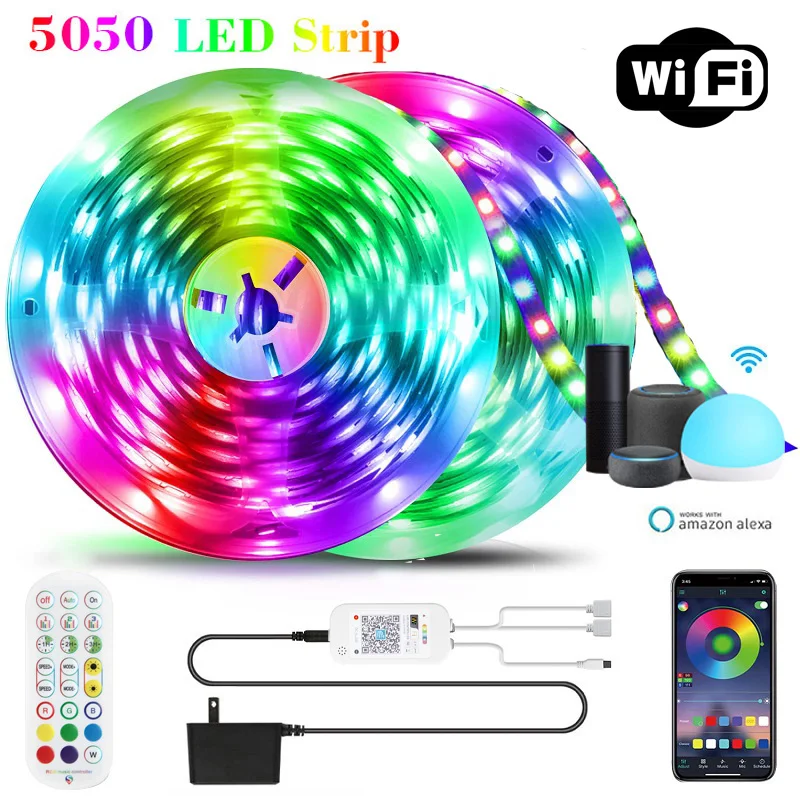 DC LED Strip Light 24V Infrared Bluetooth Control RGB 5050 Music Sync USB Flexible Lamp For Room Decor TV Backlight Luces Led rgb led music sync bluetooth strip lights for bedroom usb lamp for screen tv backlight app control color changing luces led