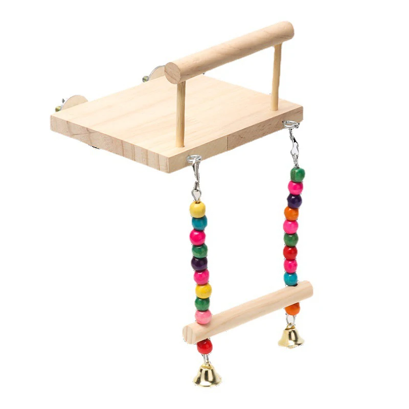 Pet Bird Toy Pet Toys Pet Chew Toys Pet Exercise Toy Pet Teeth Grinding Toy CAWAII KENNEL Pet Bird Swing Toy Wooden Parrot Perch Stand Playstand Chewing Beads Cage Playground for Budgie Birds