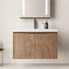 Wall Mounted Bathroom Vanity with Sink Combo Modern 30-Inch Single Bathroom Vanity Set with Top Basin &Storage Cabinet Wood 1