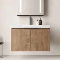 Wall Mounted Bathroom Vanity with Sink Combo Modern 30-Inch Single Bathroom Vanity Set with Top Basin &Storage Cabinet Wood 1