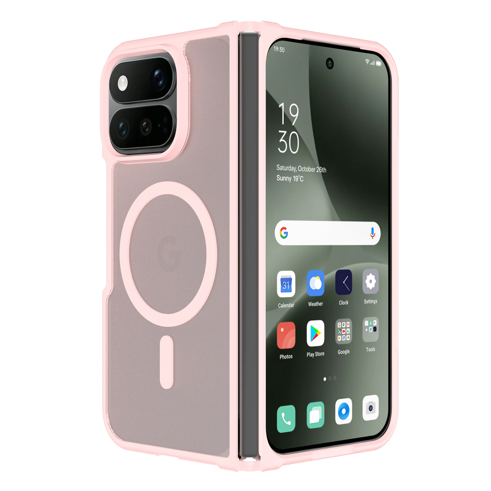 Deluxe Frosted Magnetic 2-in-1 Folding Phone Case with Wireless Charging Compatibility