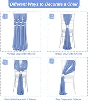 Set of 2 Chiffon Chair Sashes 30x300cm Wedding Chair Decoration for Party Banquet Event Baby Shower Ceremony Aisle Chairs Decors 4