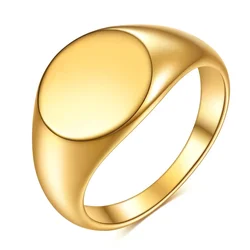 18K Gold Plated Stainless Steel Smooth Ring - Unisex Jewelry - USA Size 8 (Plated Gold)