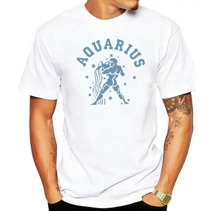 Aquarius Zodiac sign graphic Womens round neck T-shirts men t shirt |