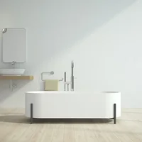 Freestanding Bathtub, Modern Minimalist Style Contemporary Soaking Tub With Brushed Nickel Overflow And Drain 2