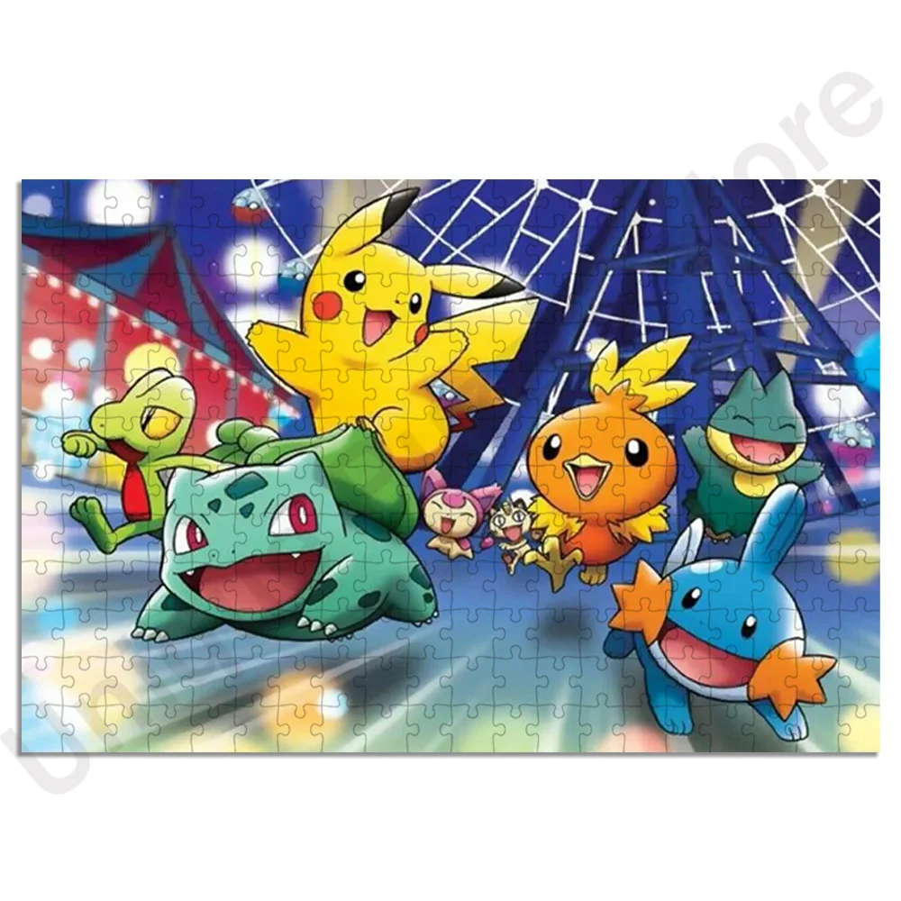 Children's Educational Intellectual 500 Pieces Paper Jigsaw Puzzle Pikachu  Kids Adults Cartoon Pokemon Puzzle Game Toys Gifts