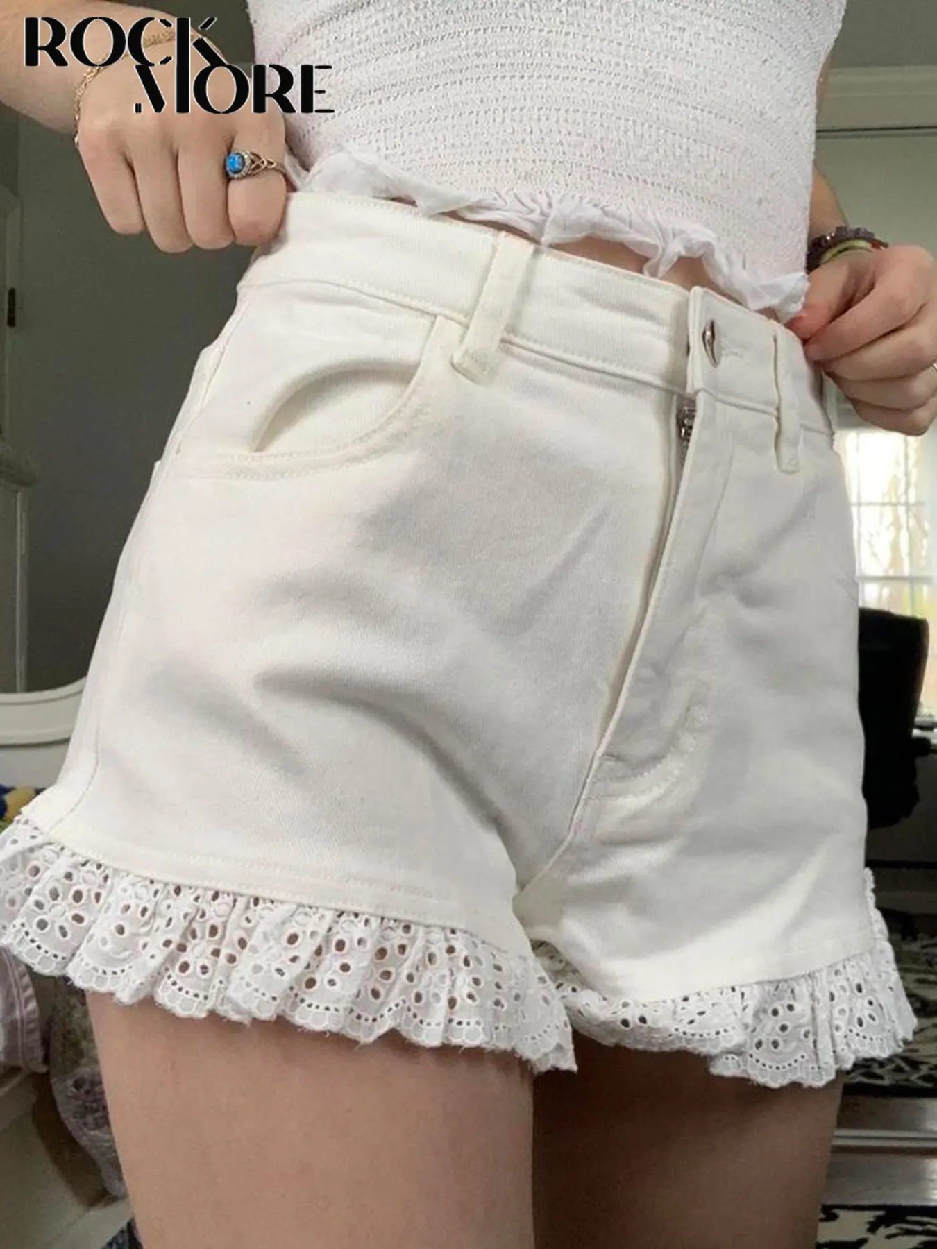 

Rockmore Harajuku Lace Up Shorts Korean Gentle Cute Low Waist Women Y2K Coquette Aesthetic Summer Casual Mini Short Pants 2024