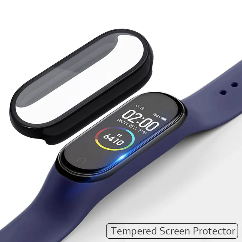 Watch screen protector case Tempered Glass Film For Xiaomi Mi Band 8 7 5 6 4 NFC Screen Protector Case For Xiaomi Mi band 6 5 4 Miband 7 Smart Watchband