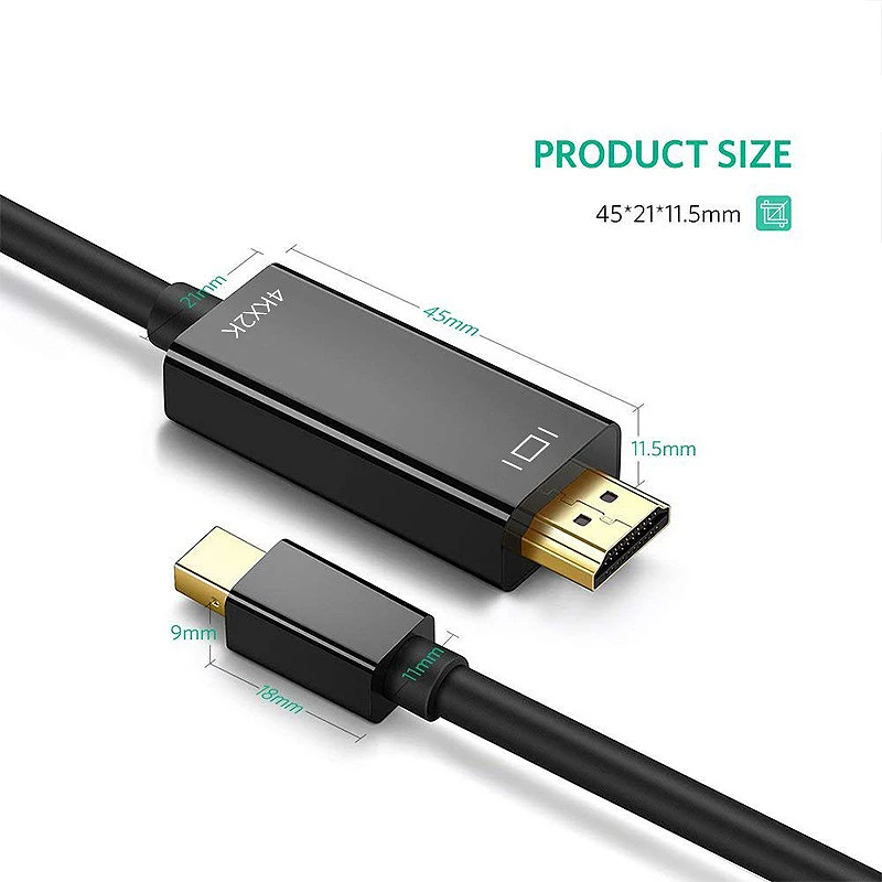 Mini DisplayPort to HDMI Cable 4K Mini DP to HDMI 6 Feet Cable for MacBook Air/Pro, Surface Pro/Dock, Monitor, Projector