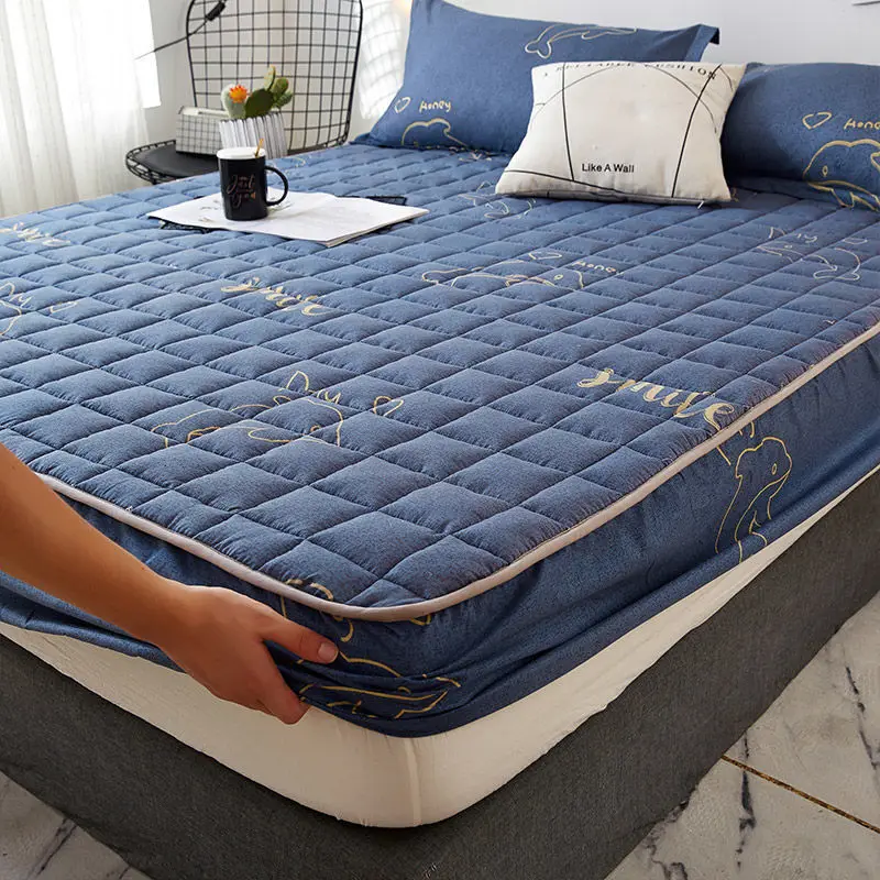 Quilted Bed Cover Washable Quilted Embossed Mattress Cover Breathable