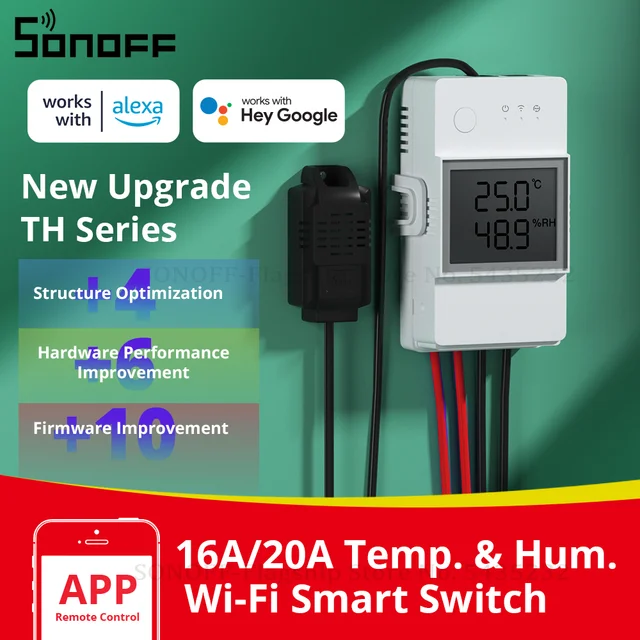 Sonoff TH16 Elite R3 + temperatursensor 15A 3500W 