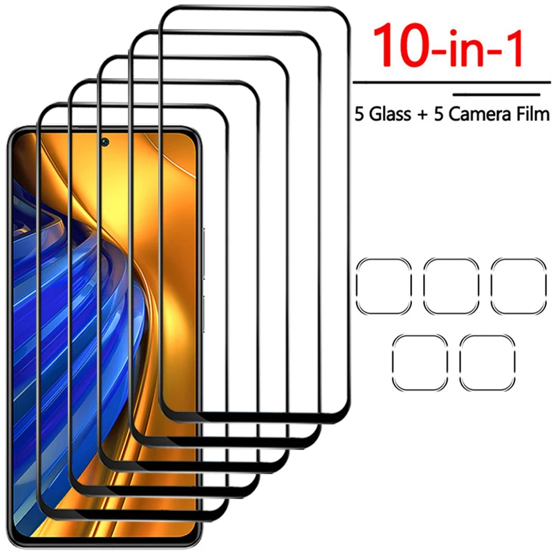 

10-in-1, 9D Glass + Camera Film for Poco F4 Tempered Glass Poco M4 Pro 5G Screen Protector Pocophone X4 GT Xiaomi Poco F4 Glass