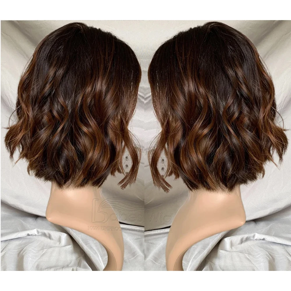 Short Bob Long 180Density Ombre Brown 5x5 Silk Base Body Wave Preplucked Jewish Human BabyHair HDLace Wig European Hair Glueless