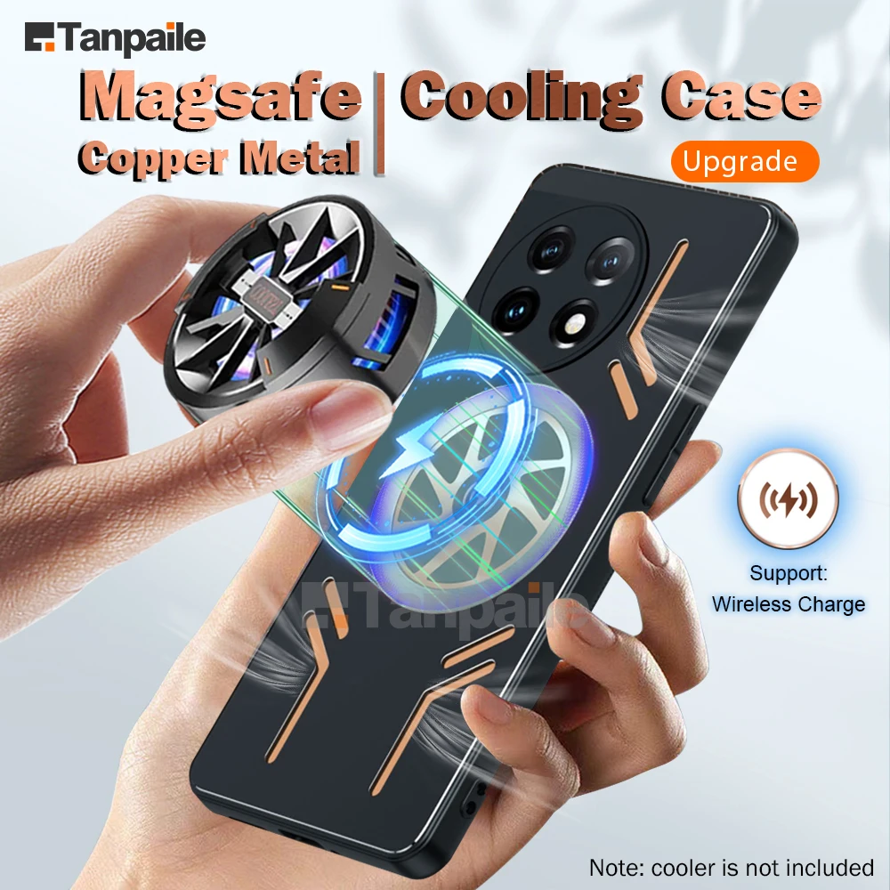 

Magsafe Wireless Charge Cooling Case For Oneplus 11 10 Pro 9 9R 9RT Shockproof Copper Metal Heat Dissipation Cover