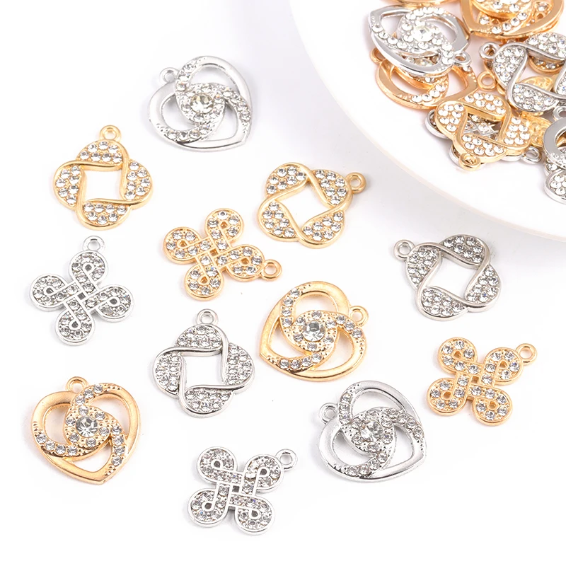 

10Pcs/Lot Fashion Shiny Rhinestone Heart Irregular Shape Charms Delicate Luxury Pendants For Women Jewelry Keychain Making Craft