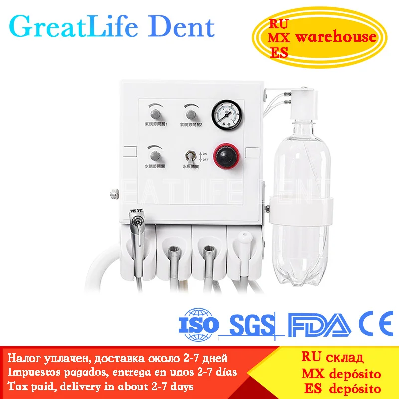 GreatLife Dent Cheap Dental Unit Dental Chair Complete Set Dental Folding Chair Sale with Led Lamp and Portable Turbine Unit