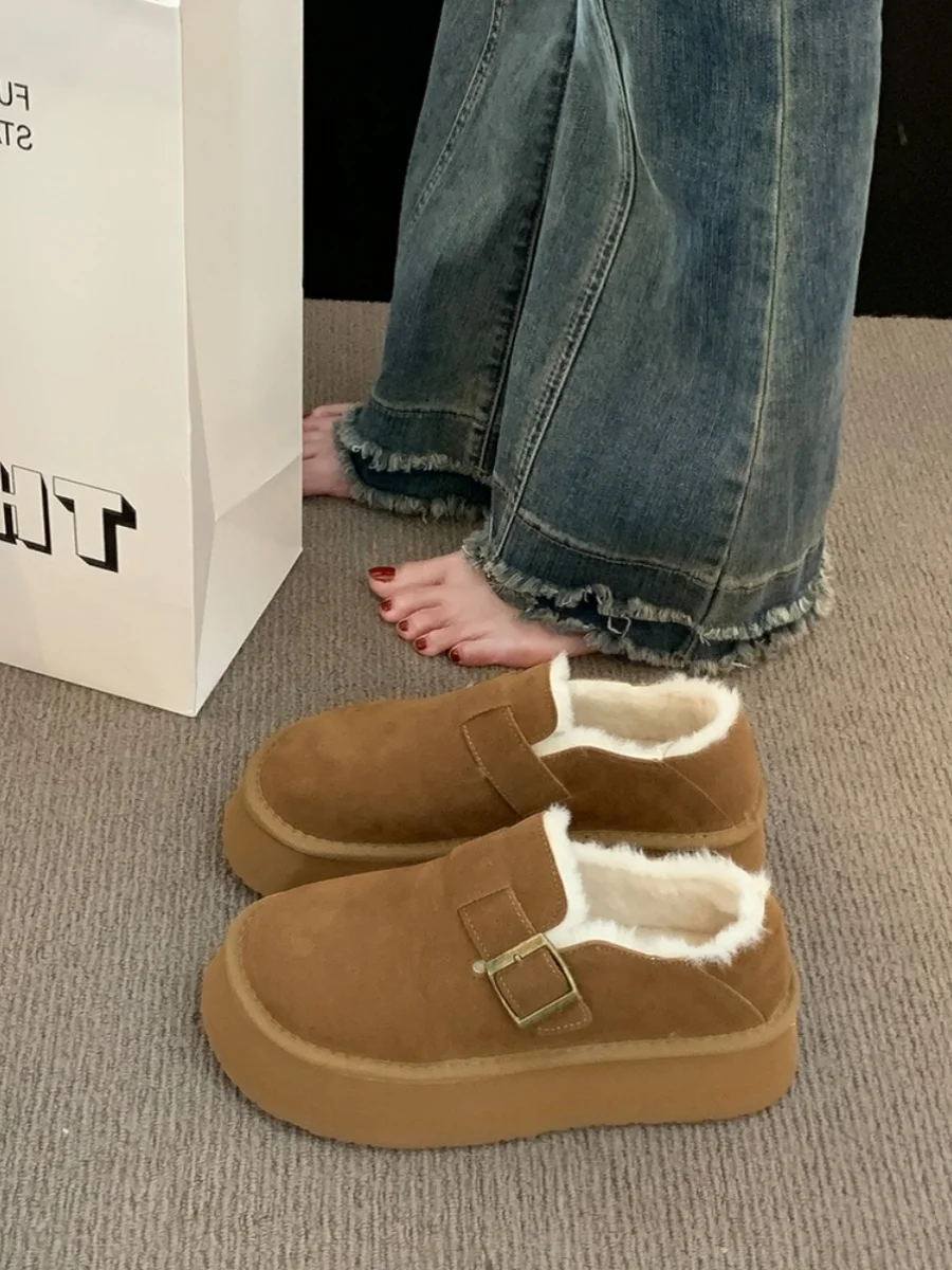 

Сапоги женские на платформе с круглым носком, зимние короткие плюшевые парусиновые сапоги-чулки, со шнуровкой, в римском стиле