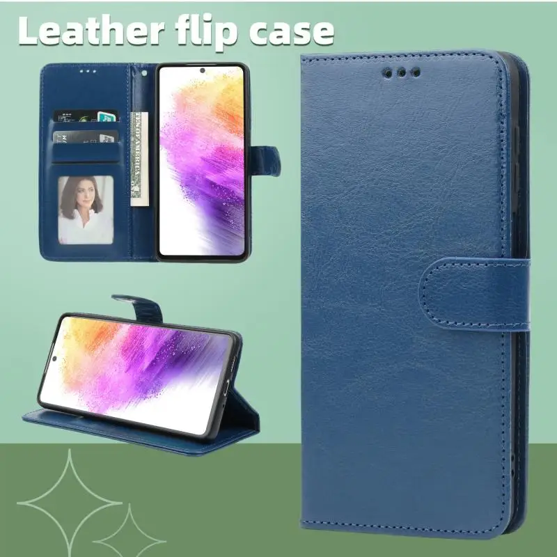 Leather Flip Wallet Case with Card Holder - Protective Cover