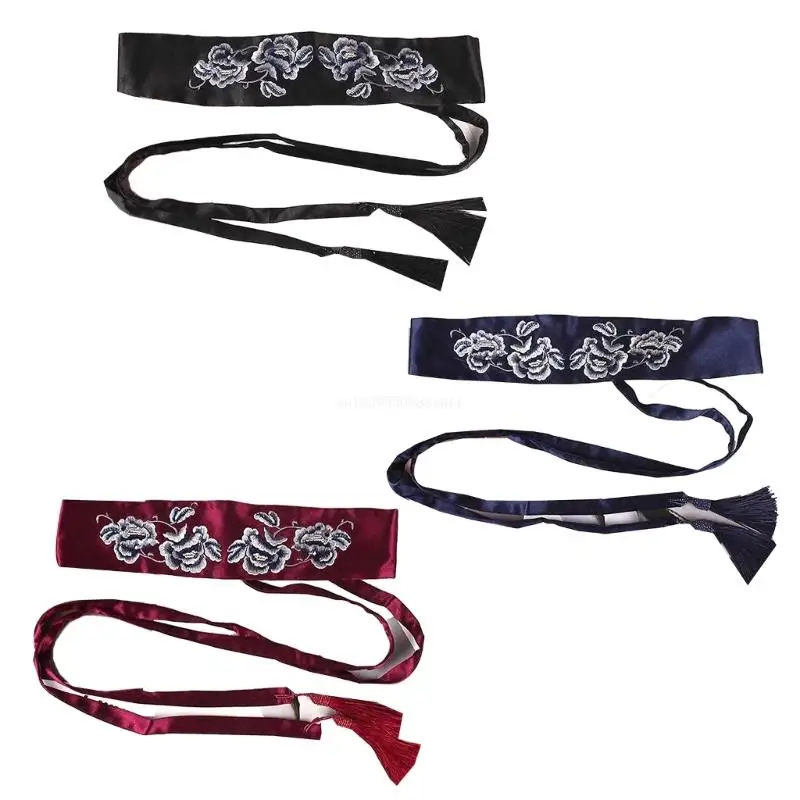 

Vintage Hanfu Girdle Belt Embroidery Floral Waistband for Clothing Accessories Dropship