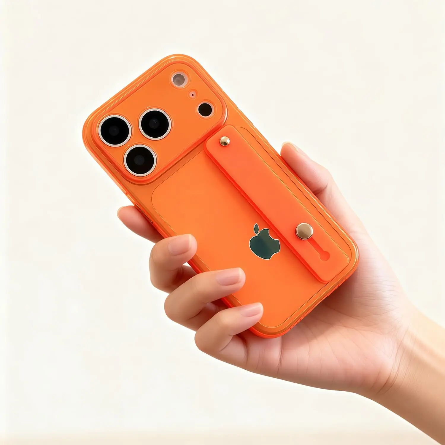 Shockproof Translucent Back Cover with Wrist Strap and Adjustable Hand Grip Loop