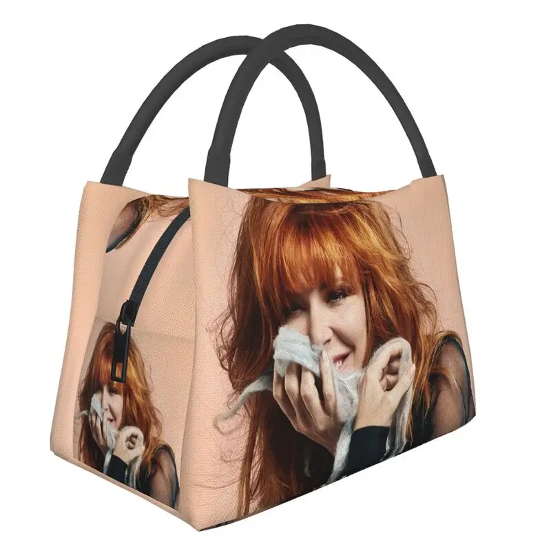 

Mylene Farmer Insulated Lunch Bags for Women Portable Thermal Cooler Food Lunch Box Hospital Office
