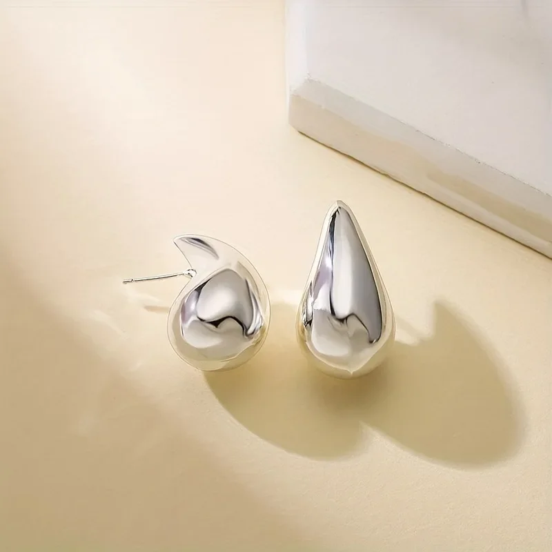 Drop earrings golden earrings dome teardrop earrings exaggerated large water drop metal for women retro gold