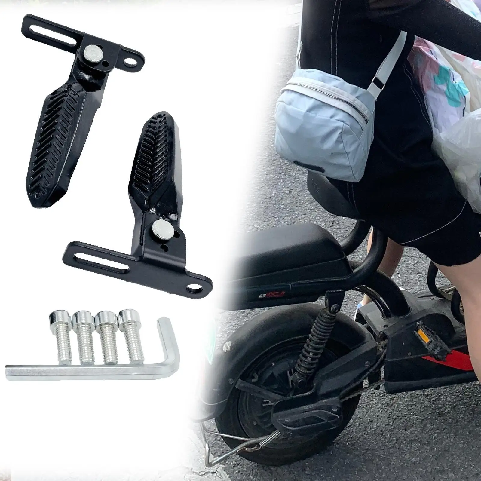 2x Electric Bike Pedals Sturdy Foot Pegs Scooter Pedals for Electric Bicycle