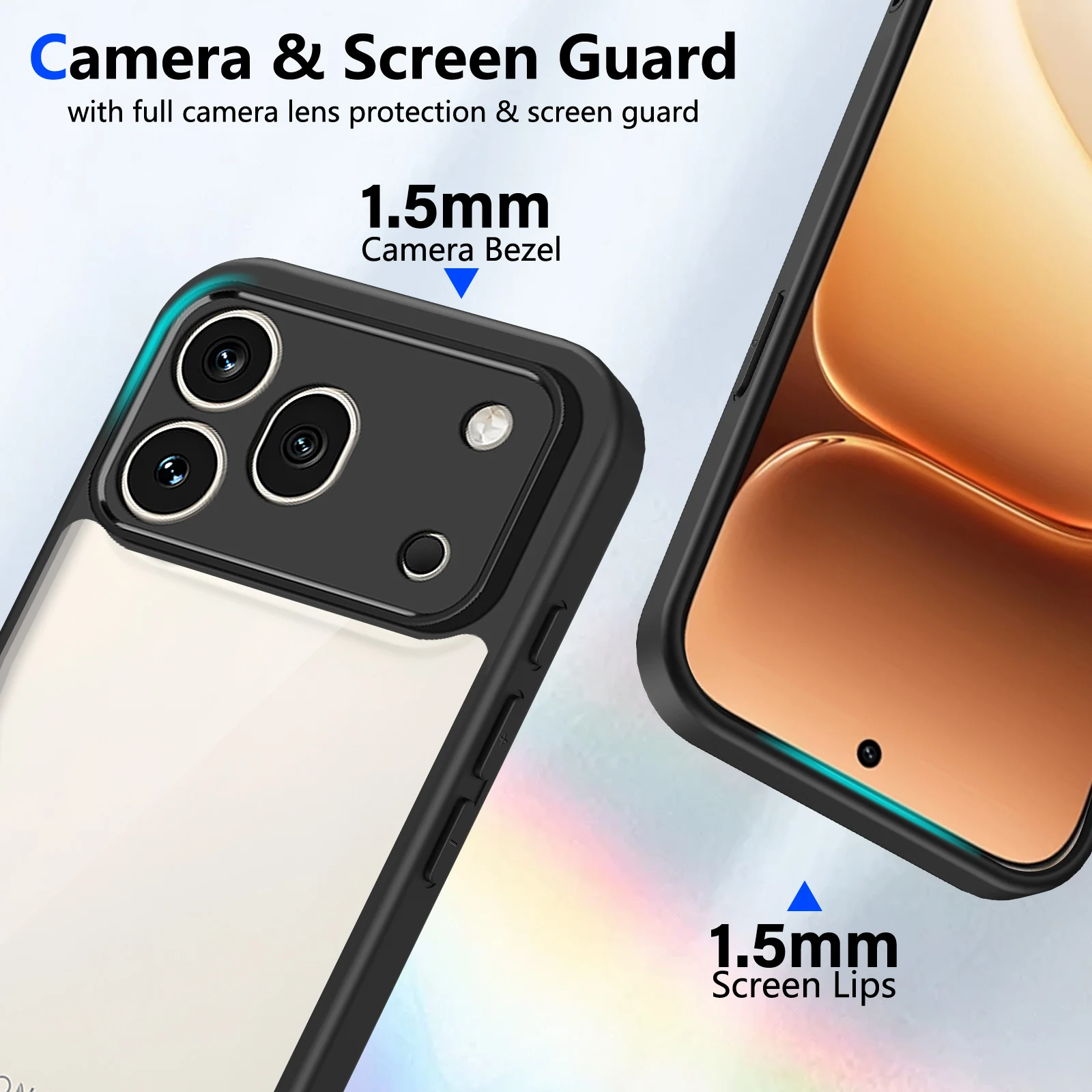 Clear Acrylic Shockproof Phone Case with Soft Frame