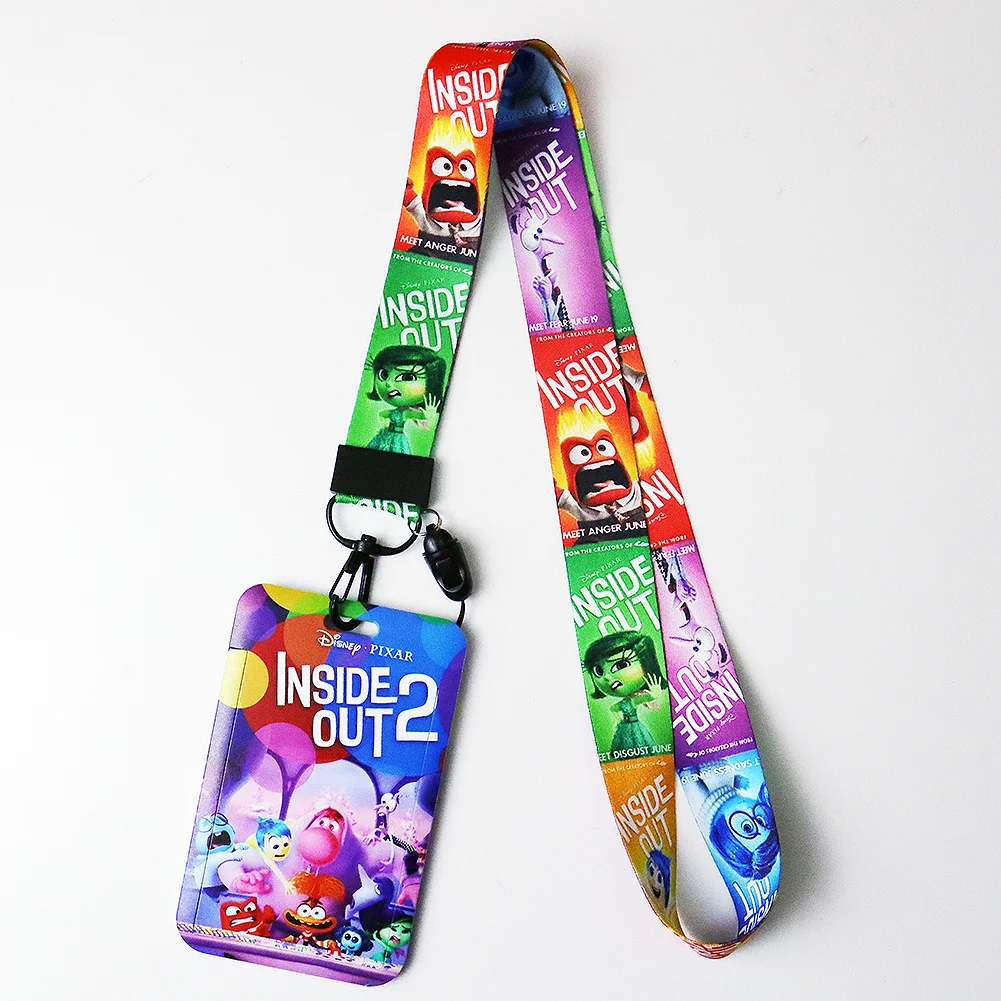 ID Card Holder Badge Holders Neck Strap Phone Rope with Keychain Lanyard for Disney Inside Out 2 card case holder
