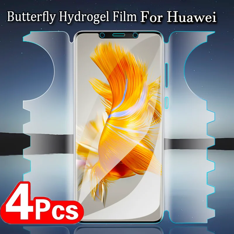 4PCS Butterfly Hydrogel Film For Huawei P60 P50 P40 P30 Pro Screen Protector For Huawei Mate 60 50 40 30 20 Pro Full Cover Film