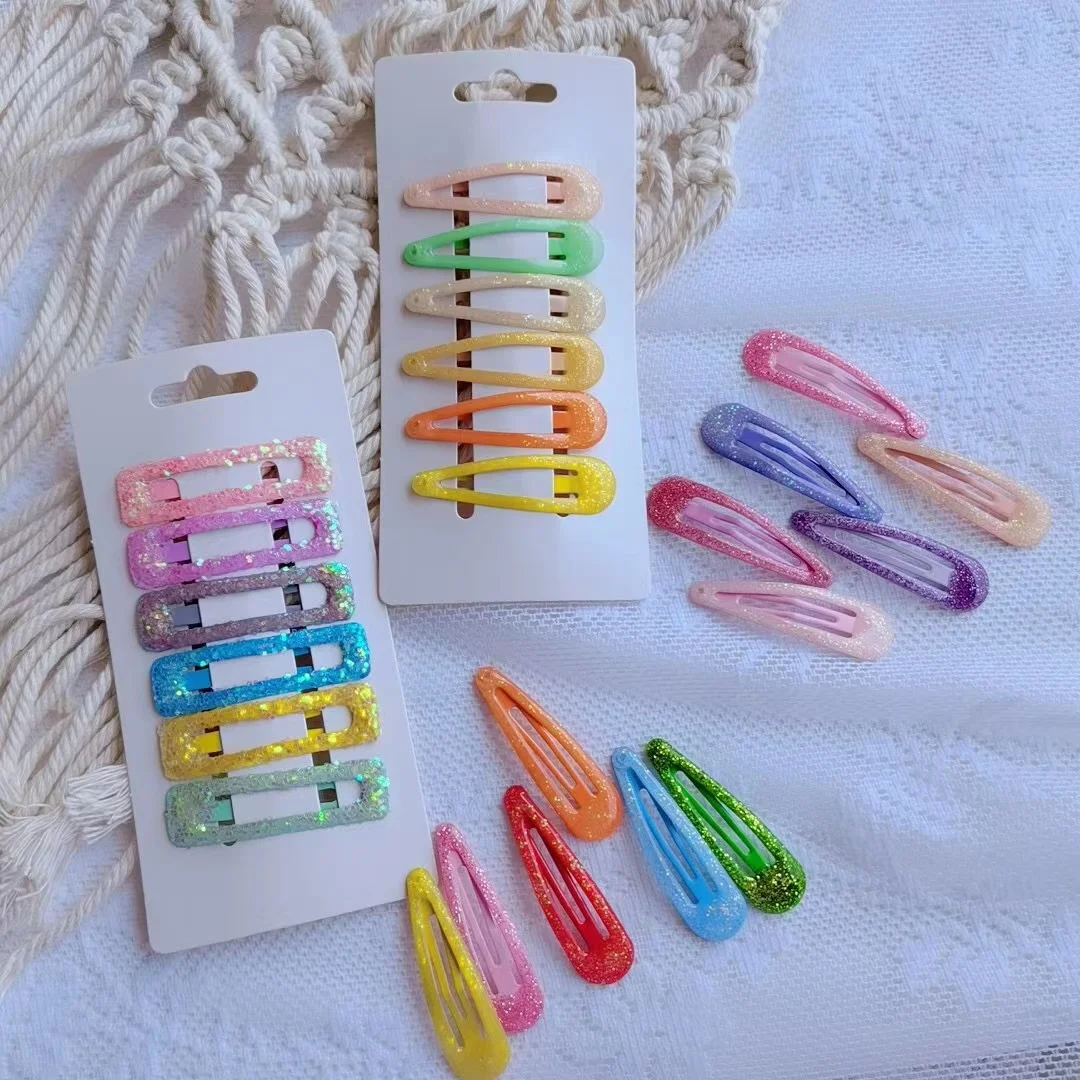 

24Pcs/Lot Fashion Hair Clips Snap Glitter Hairpins Women Hair Barrette Metal Claw Clip Cute Kids Hairgrip Girls Hair Accessories