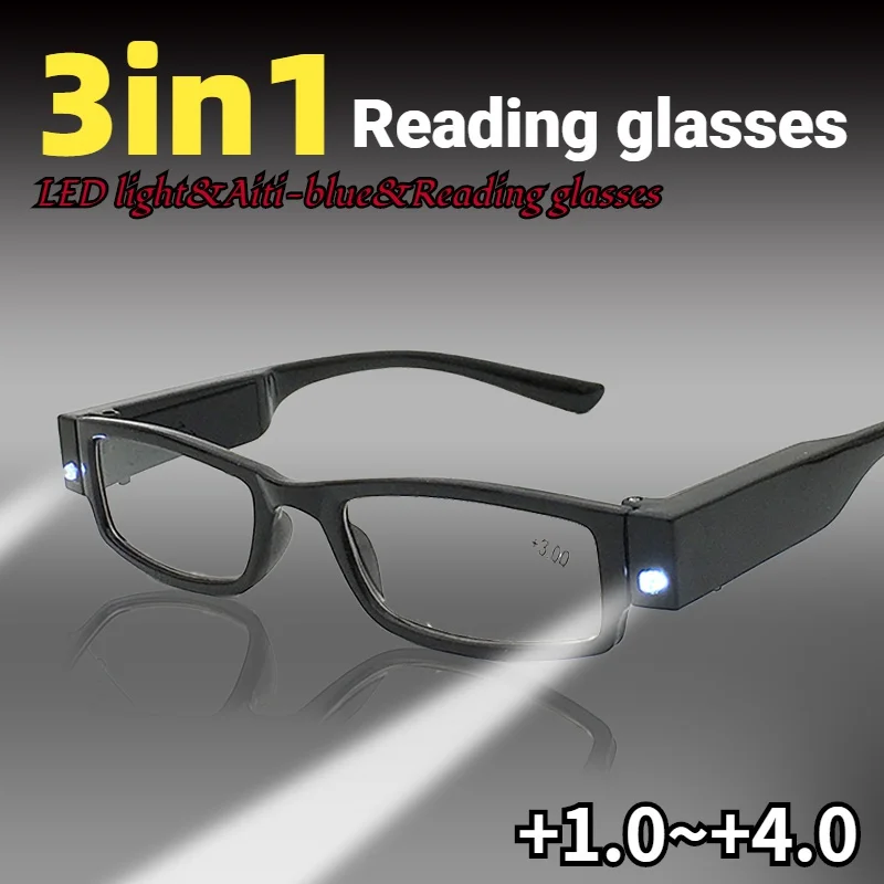 

FG Multi Purpose Presbyopia Glasses with LED Light Universal Night Vision Reading Glasses +1.0 to +4.0